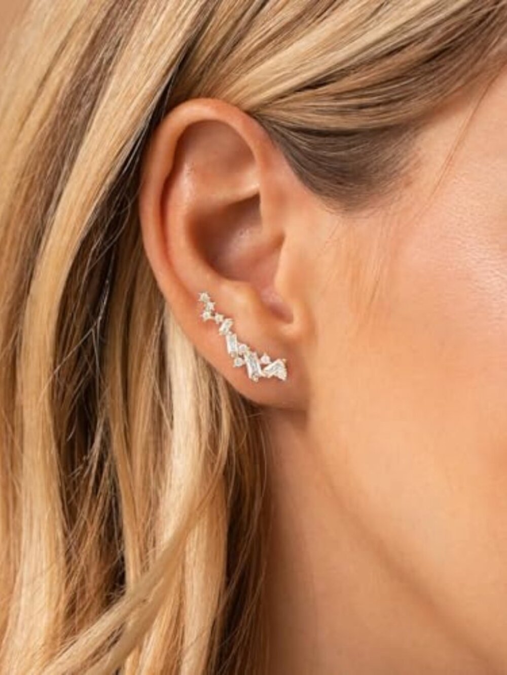 New - Gold Cartilage Climber Earrings for Women 14K Gold Plated Helix Stud Star